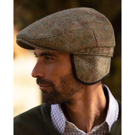 Harris Tweed Edward Flat Cap w/ Foldable Ear Flaps | W&H