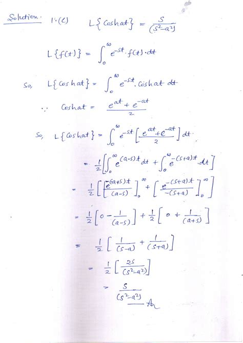 [solved] Advanced Engineering Math Laplace Transform Course Hero