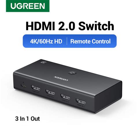 Ugreen 4k 60hz Hdr 3 In 1 Out Hdmi Splitter Dual Simultaneous Display For Laptop Ps5 Switch