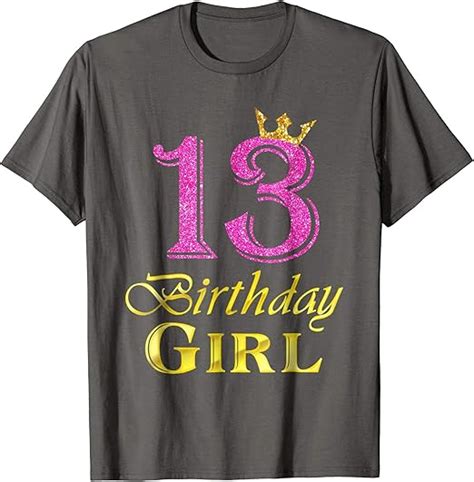 13th Birthday Girl Pink Princess T Shirt Clothing