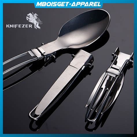 Jual MBOISGET KNIFEZER Sendok Garpu Pisau Lipat Portabel Stainless