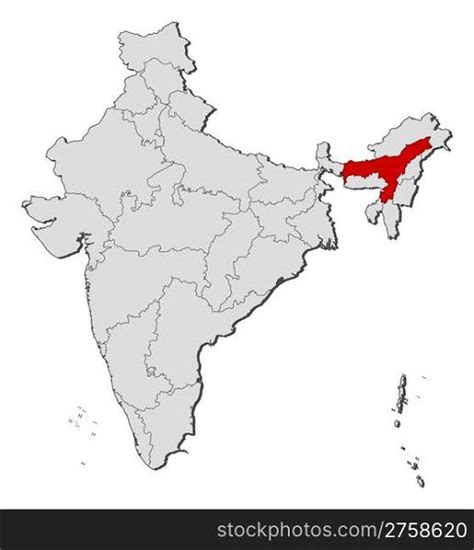 Map Of India Daman And Diu Highlighted Political Map Of India With