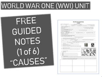 GRAPHIC ORGANIZER FOR WORLD WAR ONE WWI PPT PART 1 CAUSES TPT