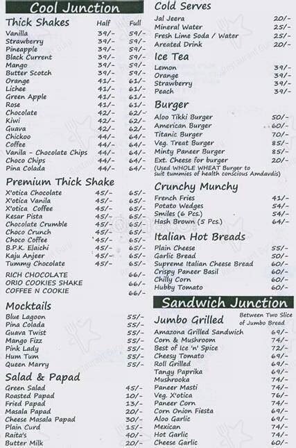 Menu At Ice N Spice Ahmedabad