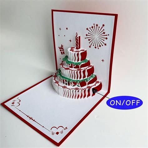 3d Birthday Cards Auto Play Music Warm Led Light Birthday Cake Card Music Greeting Cards For