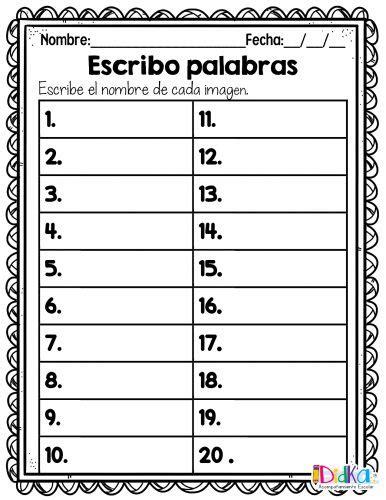 Dictado Con Imágenes Vamos A Escribir Palabras