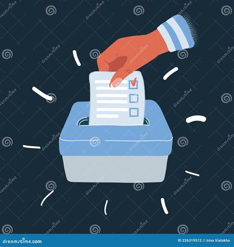 Vector Illustration Of Voting Concept In Hand Putting Paper In The