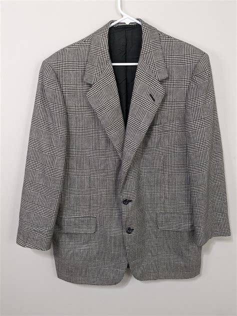 Oxxford Clothes Blazer Men S R White Black Cashmere Blend Houndstooth