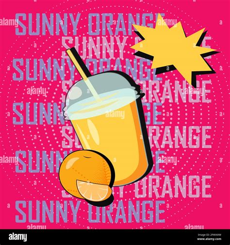 Vector Fresh Orange Juice Cocktail In Pop Art Style Stock Vector Image