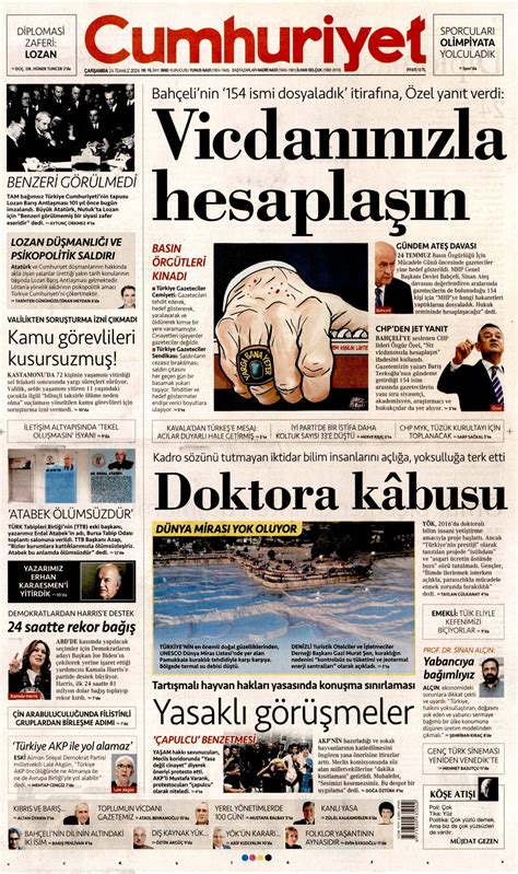 Cumhuriyet Gazetesi Cumhuriyet Man Et Oku Haberler Temmuz