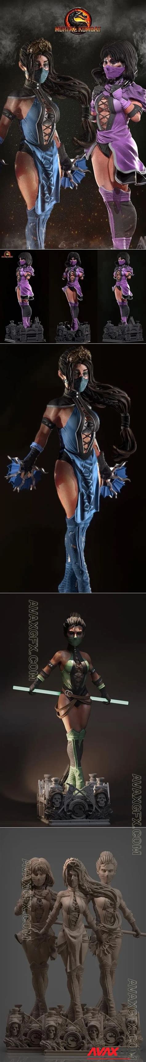 Mileena Kitana And Jade New Style From Mortal Kombat Stl 3d Model Avaxgfx