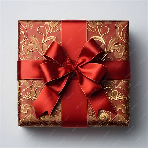 Premium AI Image | Gift card present box with a gold and silver red design in the style of ...