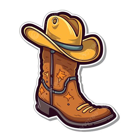 Ilustración De Botas Y Sombrero De Vaquero Vector Png Dibujos Bota Vaquera Pegatina Dibujos