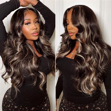 Nadula 3d Body Wave 7x5 And 13x4 Black With Blonde Highlights Put On And Go Glueless Lace Wig