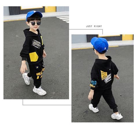 Sweatshirts + pants cotton letter patchwork style winter dress for boys ...