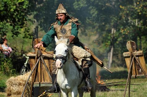 Equestrian Demonstration In Traditional Costumes Editorial Stock Photo