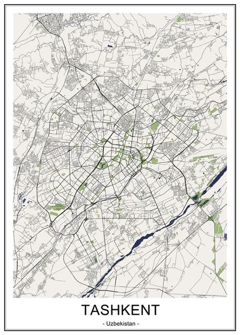 Map of the City of Tashkent, Uzbekistan Stock Illustration ...