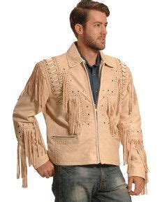 Liberty Wear Men S Cream Bone Fringed Leather Jacket Big Leather