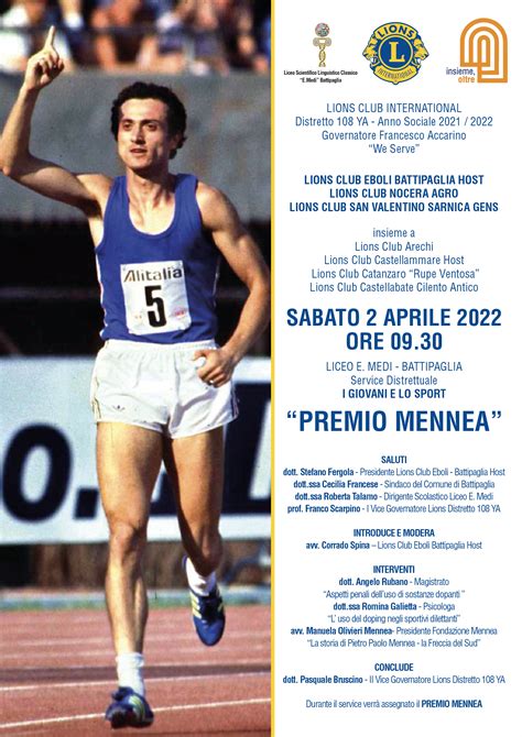 Premio Mennea Dei Lions All Atleta Battipagliese Roberto Orlando