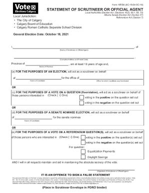 Fillable Online Statement Of Scrutineer Or Official Agent Form Rse