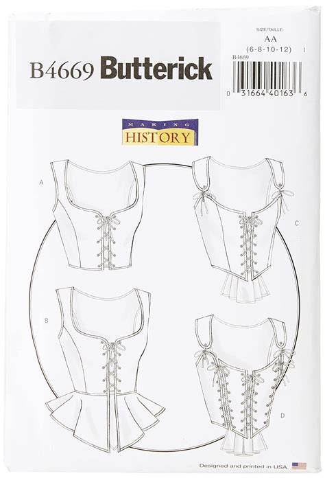 Butterick Patterns B4669 Misses Corset Size Aa 6 8 10 12 Amazon