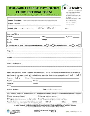 Fillable Online BJCUHealthb EXERCISE PHYSIOLOGY CLINIC REFERRAL FORM