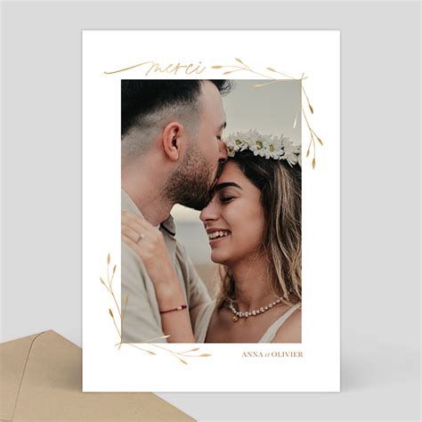 Remerciements Mariage Cadre Fleuri Popcarte