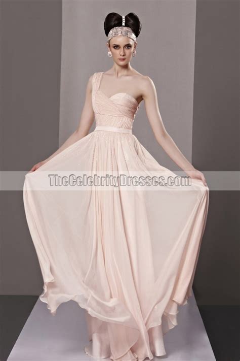 Pearl Pink One Shoulder A Line Prom Gown Evening Dresses