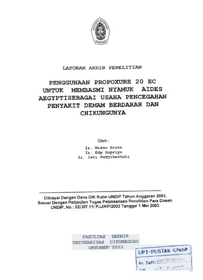 Penggunaan Propdxure Ec Untuk Membasmi Nyamuk Aides Aegyptisebagai