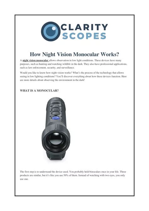 Ppt How Night Vision Monocular Works Powerpoint Presentation Free