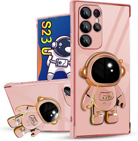 Jusy For Samsung Galaxy S23 Ultra Phone Case With 6d Plating Astronaut Hidden Stand