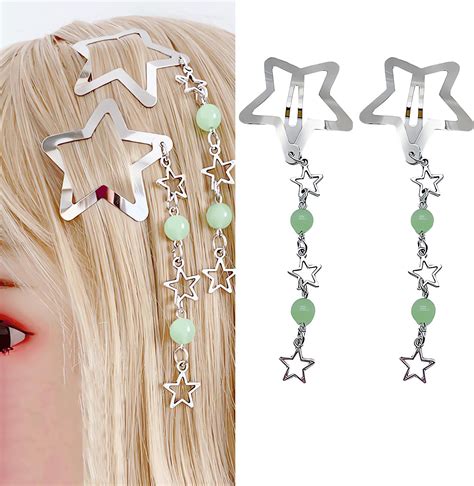 Amazon Star Hair Clips Y K Silver Cute Snap Hair Clips Metal Star