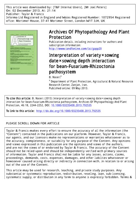 Pdf Interpretation Of Variety Sowing Date Sowing Depth