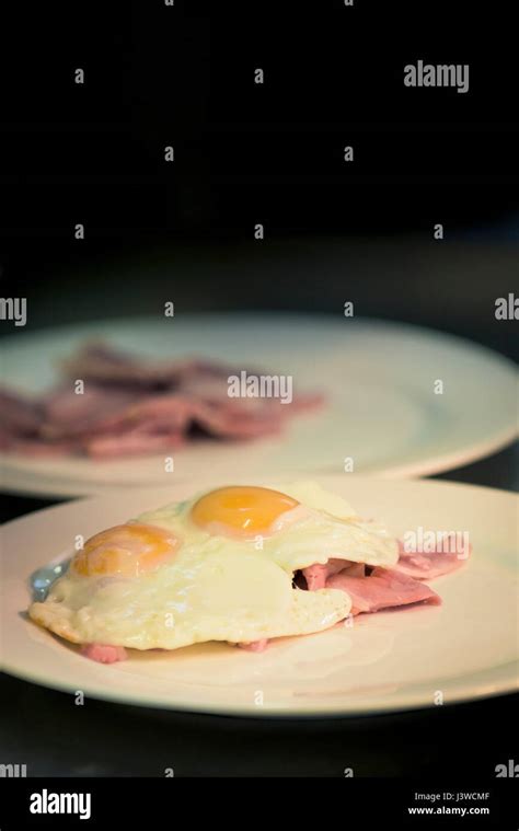 Ham And Eggs Food Meals Food Preparation Food Industry Stock Photo