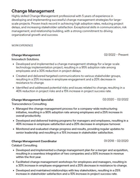 6 Change Management Resume Examples With Guidance