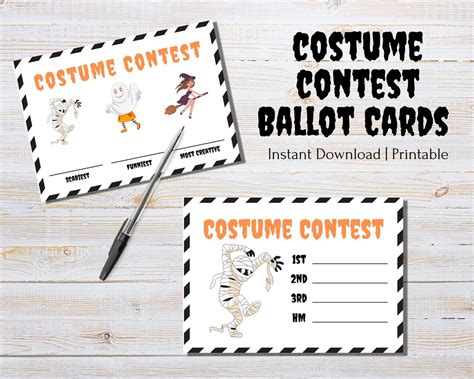 Halloween Costume Ballots Costume Voting Cards Halloween Costume Party