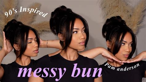 90s Messy Bun Tutorial Pam Anderson Inspired Messy Bun Nia