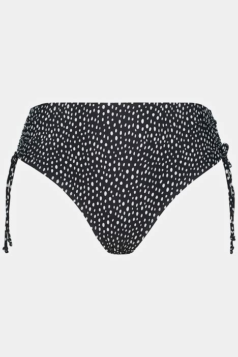 Slip De Bikini Pois Rubans Fronc S High Waist Noir Ulla Popken