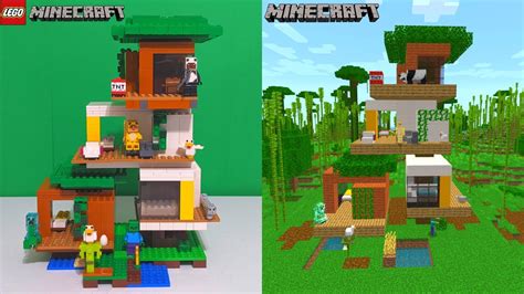 Lego Minecraft The Modern Tree House Set In Minecraft Youtube