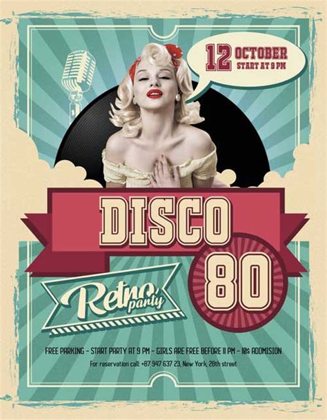 Retro Party Night Free Flyer Template - PSD | FreePSDFlyer