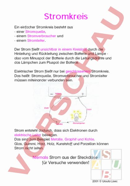 Arbeitsblatt Stromkreis Physik Elektrizit T Magnetismus