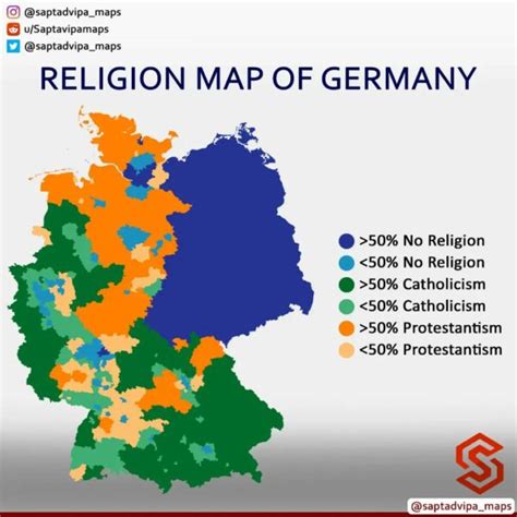 Religion in Germany Map By State: Protestants vs Catholics vs Not ...