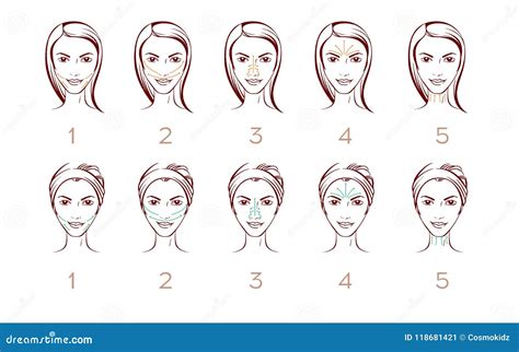 Face Massage Vector Layout Portrait Of Woman With Massage Or Cream