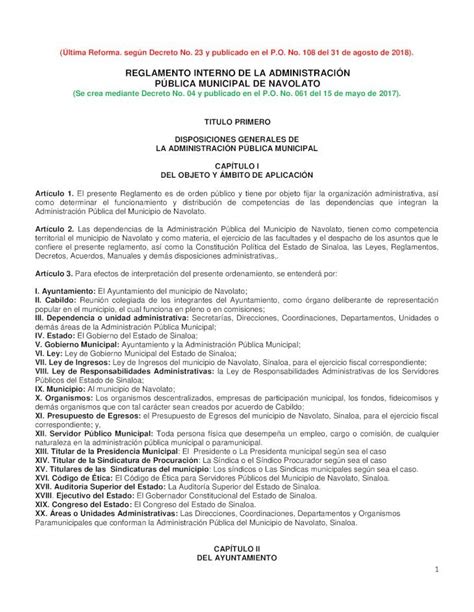 Pdf Reglamento Interno De La Administraci N P Blica Reglamento