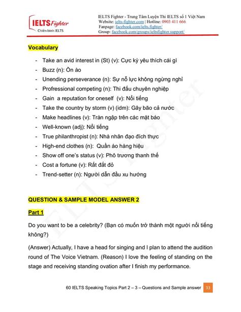 60 IELTS Speaking Topics Part 2 3 With Questions Sample Answers