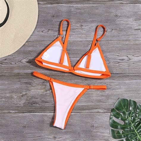 Seksowne Bikini w jednolitym kolorze zestaw stroje kąpielowe kobiety