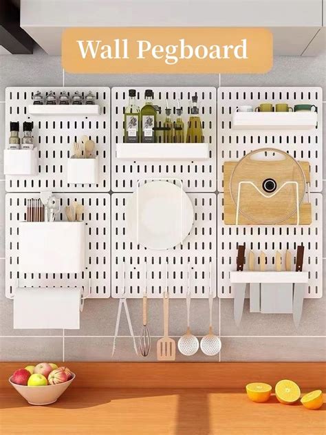 Office Wall Mount Pegboard Display Wall Peg Board Shelf With Storage