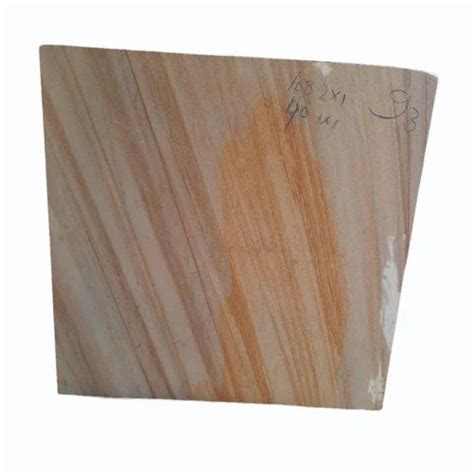 Unpolished Beige Square Teakwood Sandstone Tile For Flooring