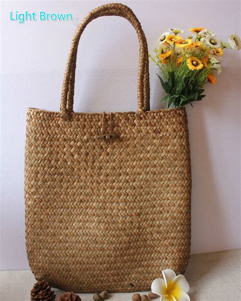 Women Fashion Wicker Rattan Bag Shoulder Bag Shopping Straw Bag Eco