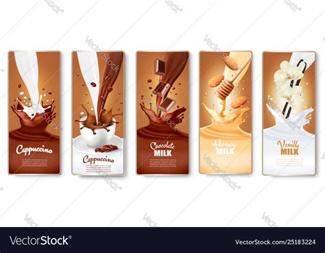 Set Labels With Cappuccino Coffee Milk Royalty Free Vector